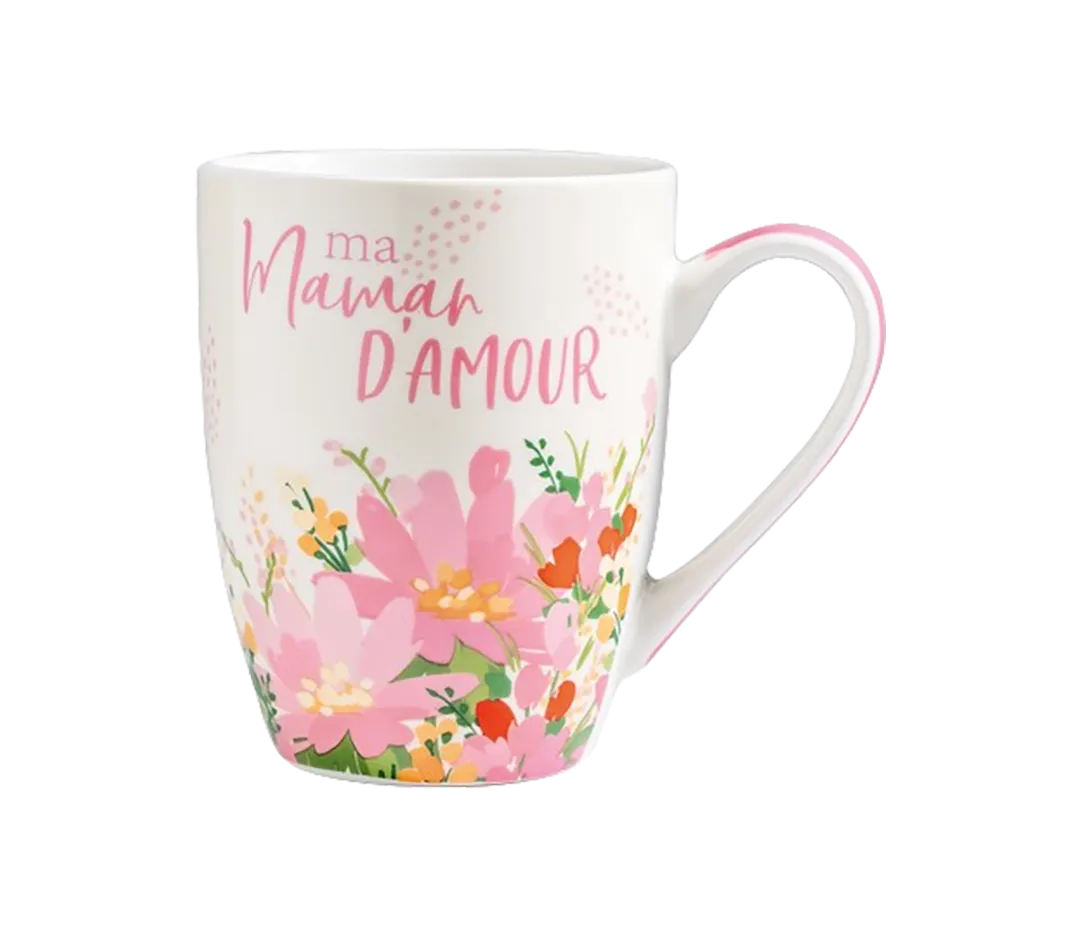 MUG FLEURS ROSES maman d'amour