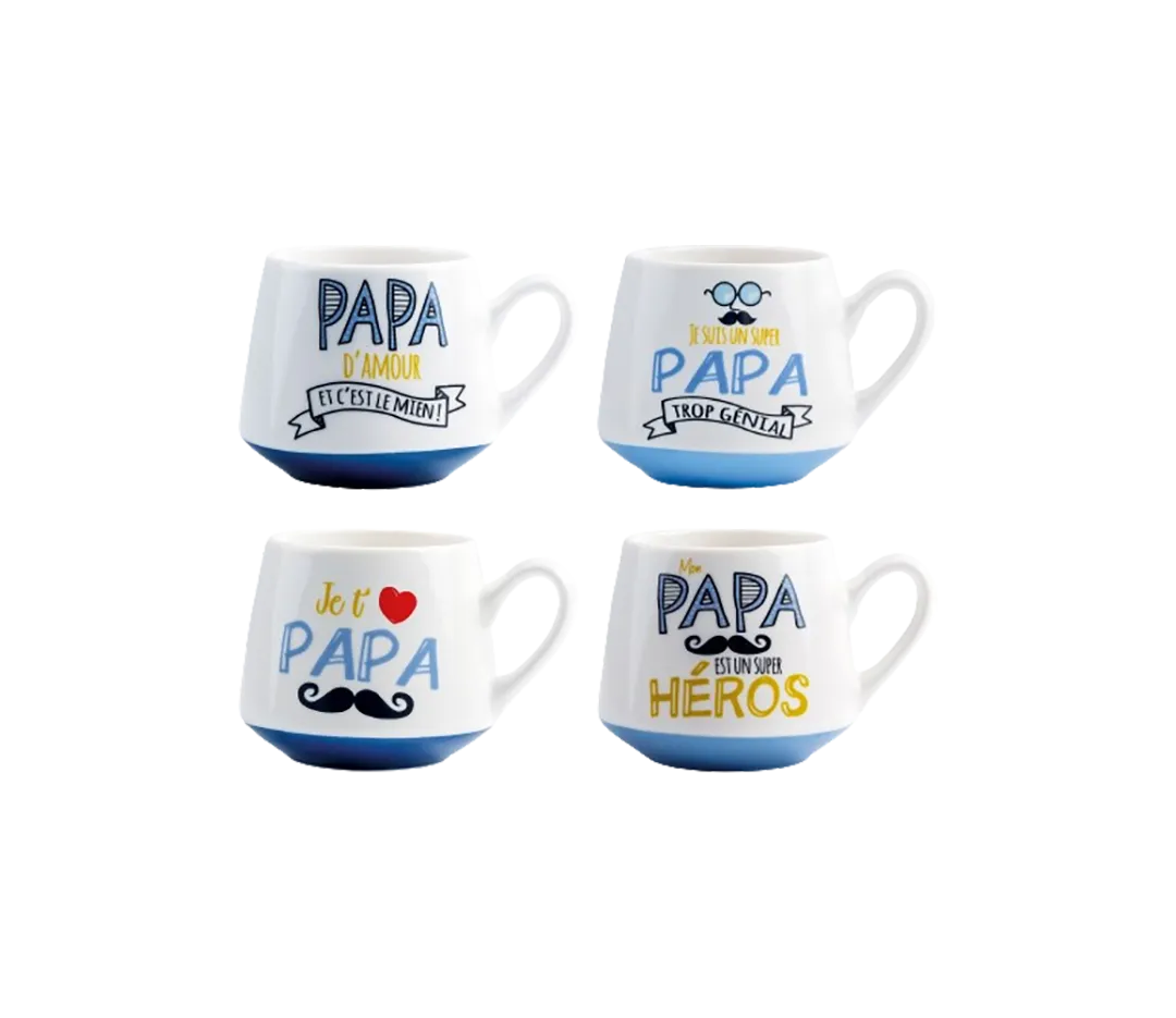 MUG PAPA BICOLORE D7.5H8.5CM