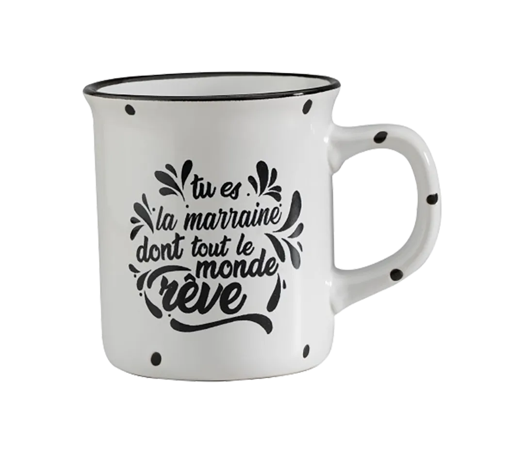 MUG MARRAINE BORD NOIR D9H9.5CM