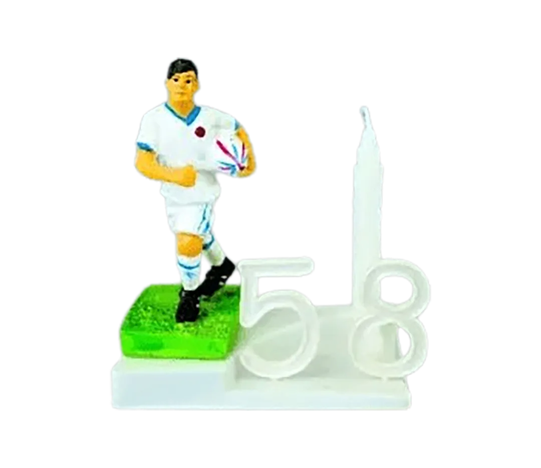 BOUGIE DECOR JOUEUR DE RUGBY  UNITE EURO