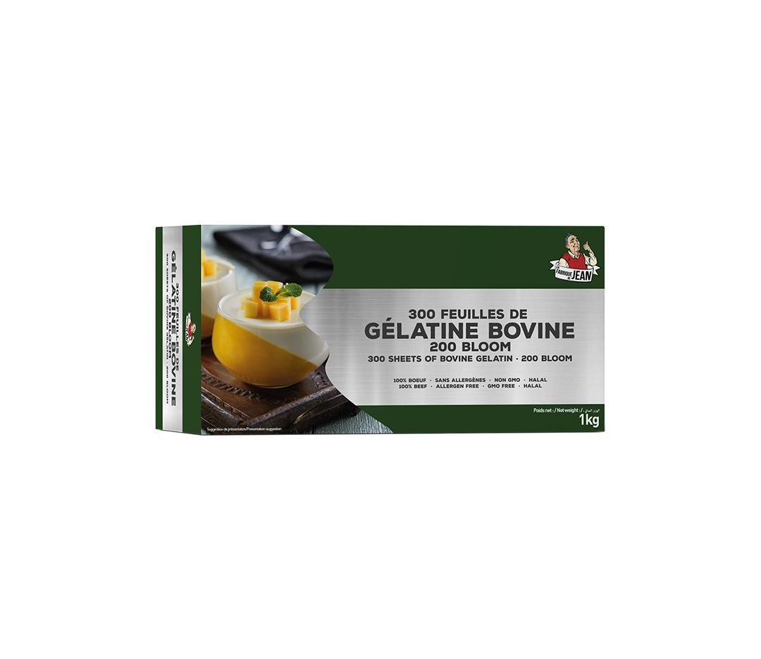 Gélatine bovine 200 bloom - 300 feuilles
